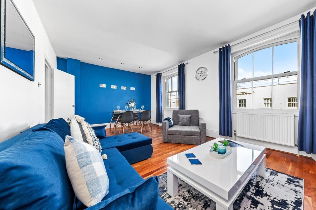Balcony Blue Theme 1 Bedroom Central London Luxury Flat Near Hyde Park! Accommodates Up To 6! Double Sofa Bed And Next To Station! Buitenkant foto